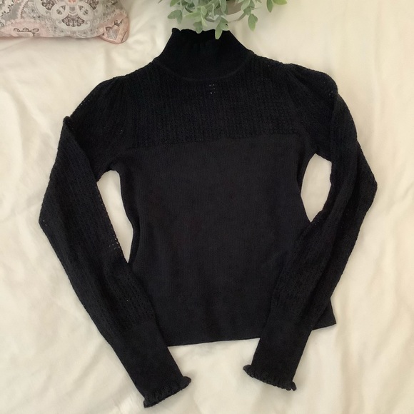 🖤La Vie Pointelle Wool & Cotton Turtleneck Sweater - Picture 4 of 13